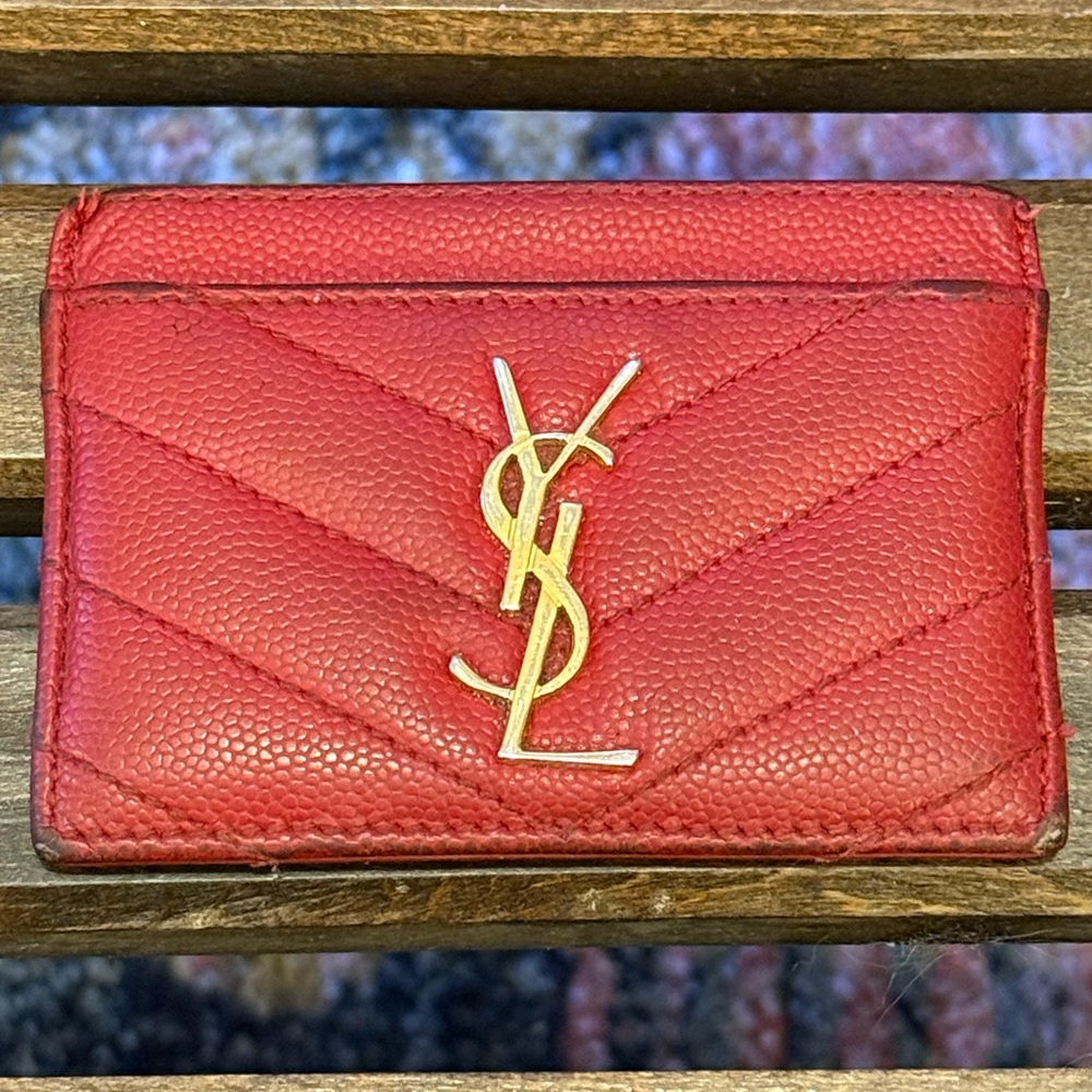 YSL Red Leather Card Holder